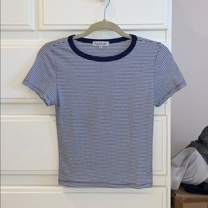 Active USA Navy & White Striped Cropped Tee